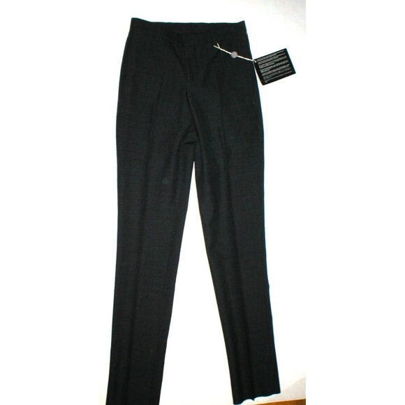 NWT New Mens E Tautz Italy 26 28 R Tall 36 Wool Pants Designer Black Gray Plaid - Picture 2 of 5